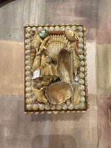 Antq Sailor's Valentine Shell Box with Key