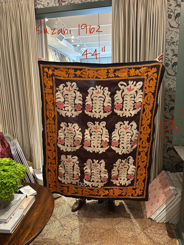 c. 1962 Small Suzani -Brown/Orange/Pink
