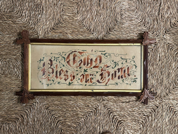 God Bless Our Home Sampler Hand-Carved Frame - 13.5 x 25. 5