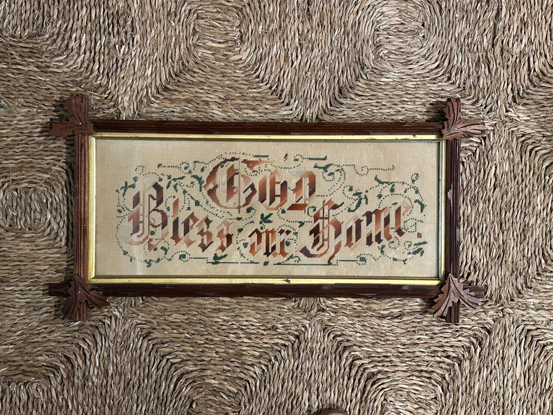 God Bless Our Home Sampler Hand-Carved Frame - 13.5 x 25. 5