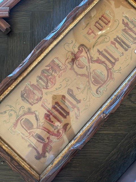 Hand-Carved Sampler Frame with Antq. French Nuancier - 14x27