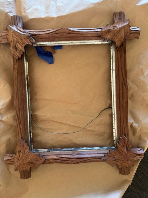 Hand-Carved Frame w Antq. French Nuancier Card 14.5 x 12.5