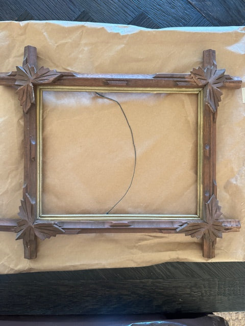 Hand-Craved Frame w Antq. French Nuancier Card 12.5 x 14.5